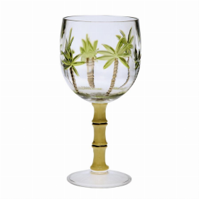 Acrylic Wine glass - U shape with Bamboo Stem 16 oz. Set of 4