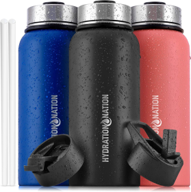 Hydration Nation Thermo Insulated Water Bottle (Color: MDNGHT-BLK, size: 18OZ)