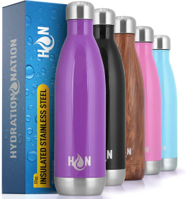 Hydration Nation Double Wall Insulated Water Bottle (Color: AMTHYST, size: 25oz)